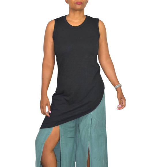 Wilt Black Slant Hem Tank Top Black Sleeveless Tee Angled Jersey Asymmetric XS - Picture 8 of 16